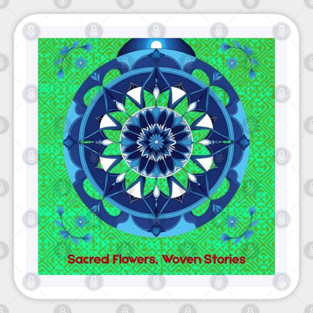 Sacred Flowers, Woven Stories – Green Hmong Tribal Pattern Sticker by Pimcolle